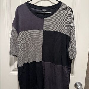 Express Men's Black and Gray Block Tee